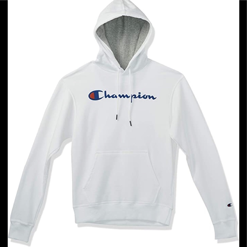 NEW Champion Mens Powerblend Fleece Pullover Hoodie Sweater Multiple Sizes White - Picture 1 of 2